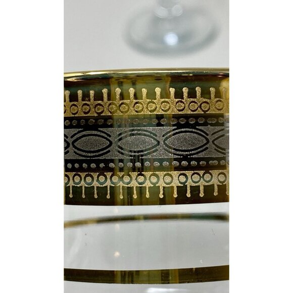 Set 4 Cristalleria Fratelli Fumo Wine Glasses Italy Gold & Platinum Banded MCM - Picture 8 of 8